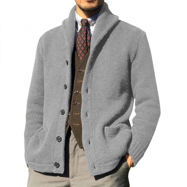 Herren Strickjacke mit modernem Stehkragen und praktischen Knöpfen Drune