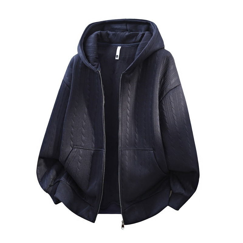 Damen Oversize Strick‑Kapuzenjacke mit Zopfmuster, Reißverschluss & Kängurutaschen Drune