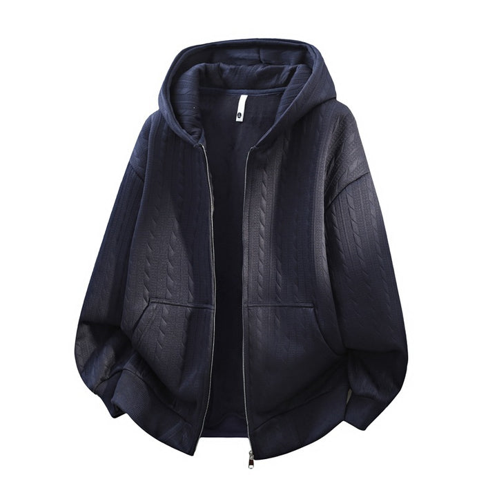 Damen Oversize Strick‑Kapuzenjacke mit Zopfmuster, Reißverschluss & Kängurutaschen Drune