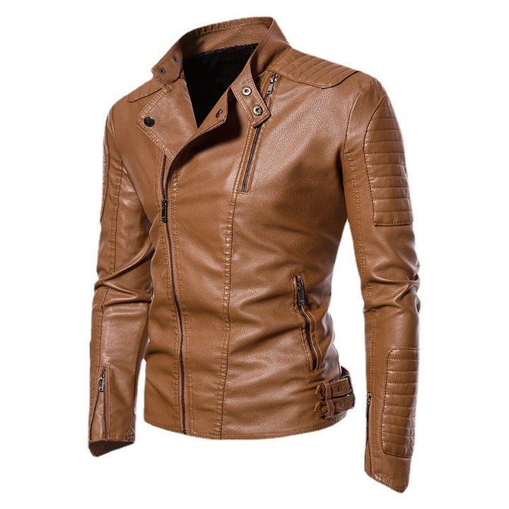 Herren Kunstleder‑Bikerjacke mit gesteppter Schulter‑ und Ärmelpartie Drune