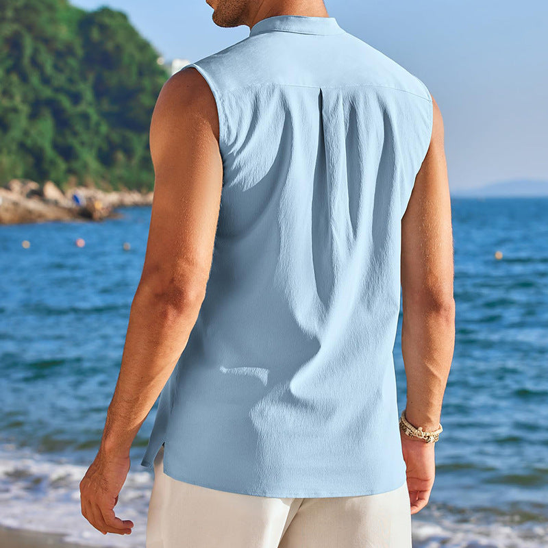 Herren Ärmelloses Henley-Shirt aus atmungsaktivem und leichtem Material Drune