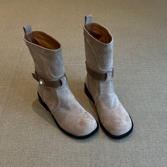 Damen Modische Stiefel mit dekorativem Riemen Drune