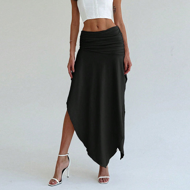 Damen asymmetrischer Maxirock mit eleganter Raffung Drune