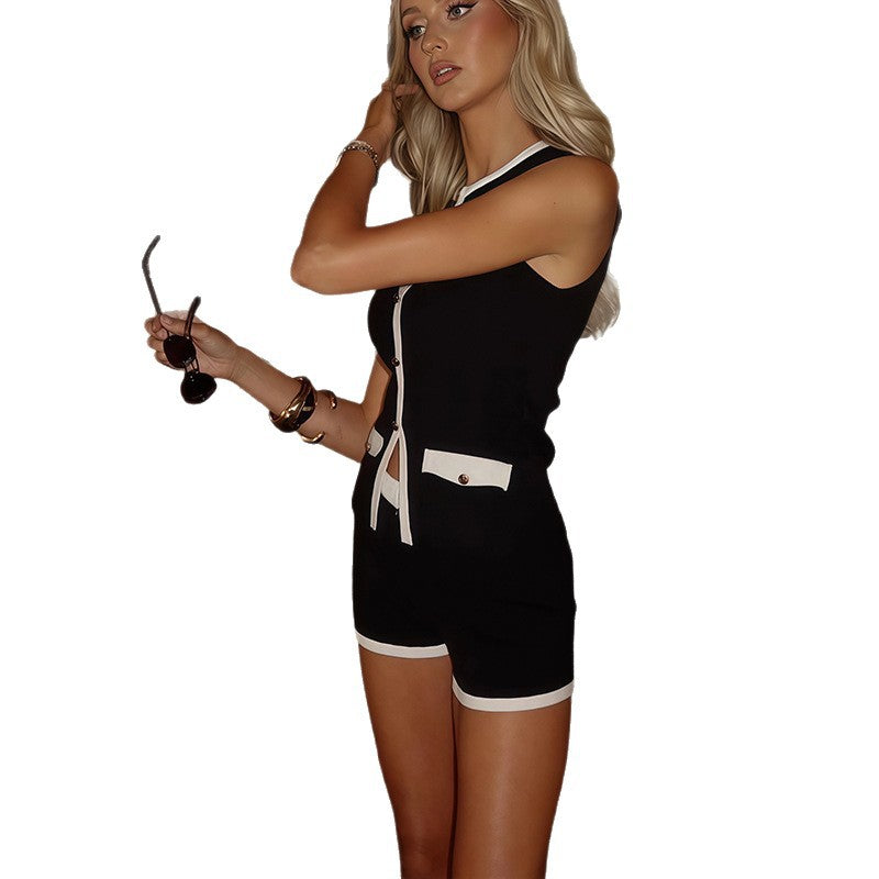 Damen Stilvolles Overall mit kontrastierenden Details Drune