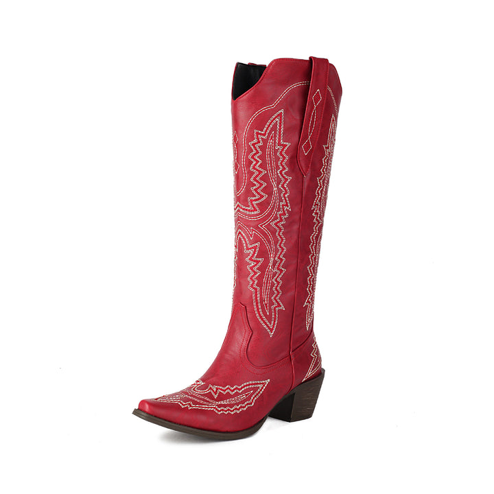 Damen Verzierte Western-Stiefel bis zum Knie Drune