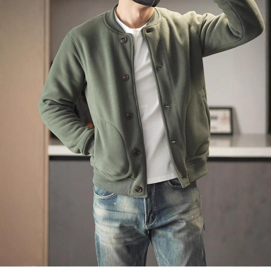 Herren Bequeme Fleecejacke mit Knöpfen Drune