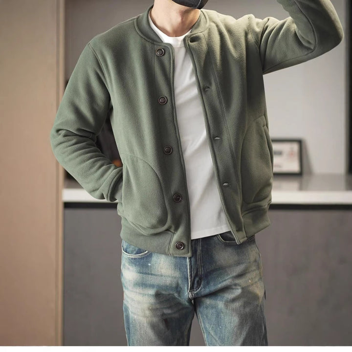 Herren Bequeme Fleecejacke mit Knöpfen Drune