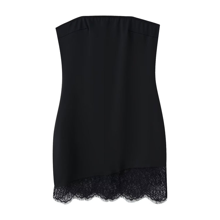Damen Spitzen-Hängerchenkleid mit elegantem Rückenausschnitt und charmantem Saum Drune