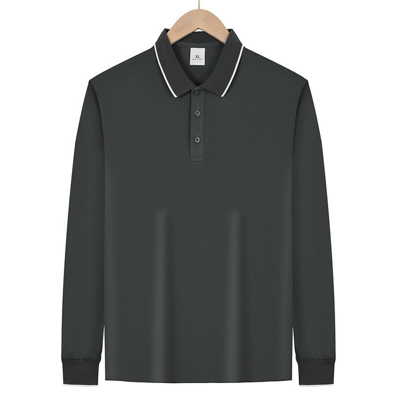 Herren Langärmeliges Funktions-Poloshirt mit Piquéstruktur und Kontrastkragen Drune