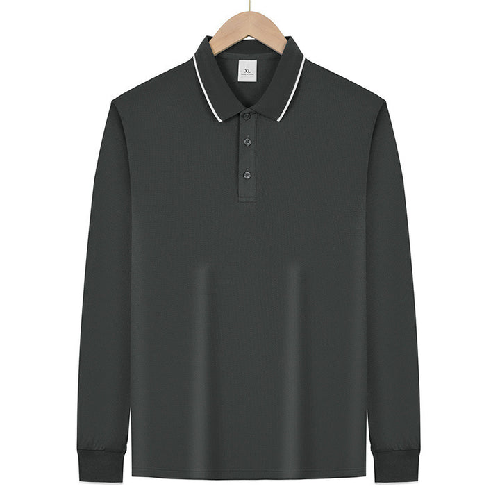 Herren Langärmeliges Funktions-Poloshirt mit Piquéstruktur und Kontrastkragen Drune