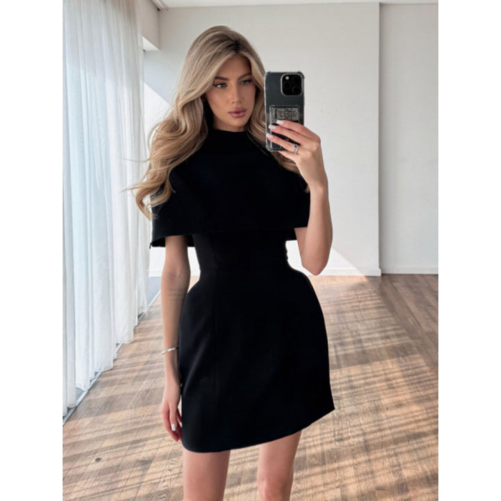 Damen Cape-Minikleid mit Stehkragen und taillierter Korsage Drune