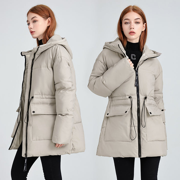 Damen Wattierter Parka mit Kapuze, Tunnelzug und Pattentaschen Drune
