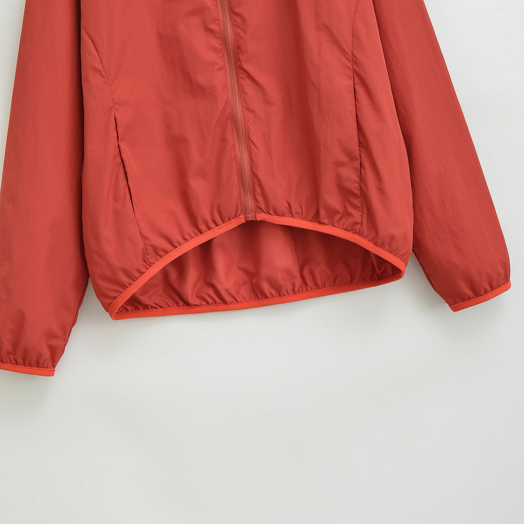 Damen Ultraleichte Kapuzen-Windbreaker mit verlängertem Rückensaum und elastischem Saum Drune
