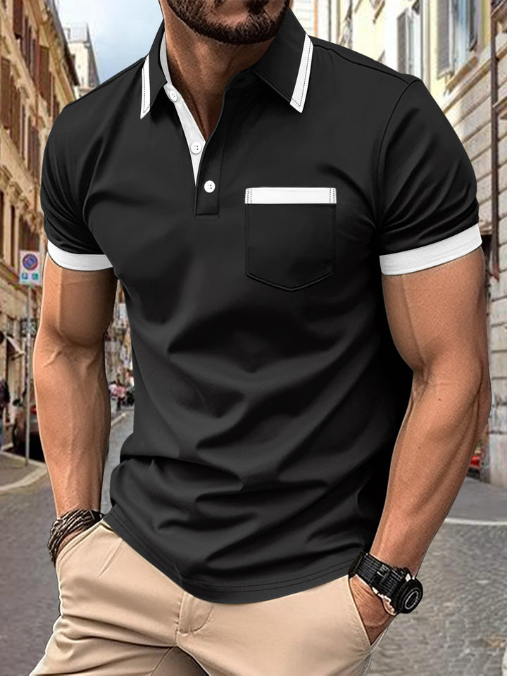 Herren modernes Polo-Shirt mit Kontrastkragen Drune