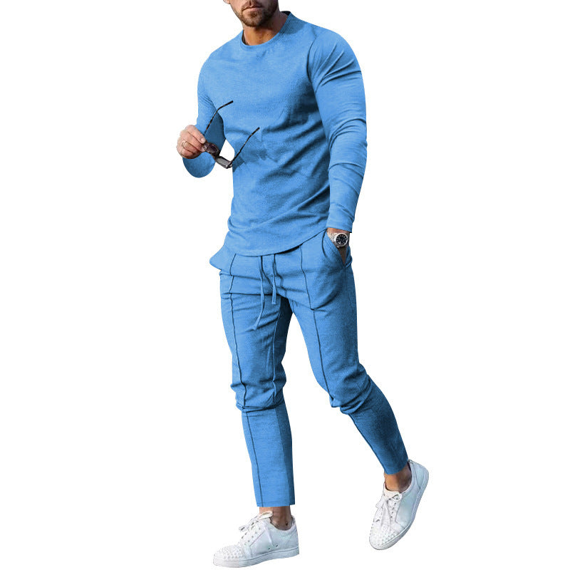 Herren nan athletisches Longsleeve- und Nahtdetail-Jogginghose-Set mit schlanker Passform Drune