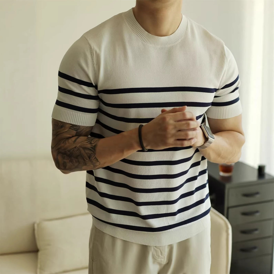 Herren Modischer gestreifter Strickpullover Drune