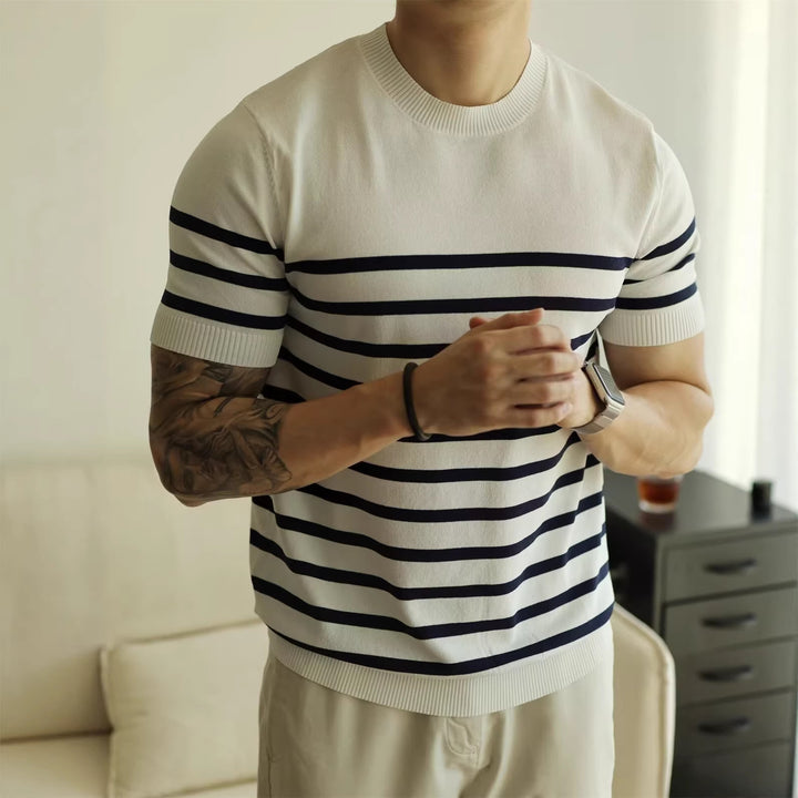 Herren Modischer gestreifter Strickpullover Drune