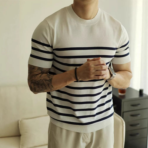 Herren Modischer gestreifter Strickpullover Drune