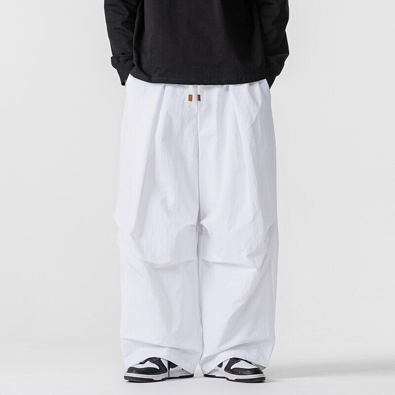 Herren Weite Utility-Loungehose mit überlappenden Falten und Kordelzugbund Drune