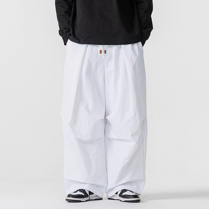 Herren Weite Utility-Loungehose mit überlappenden Falten und Kordelzugbund Drune