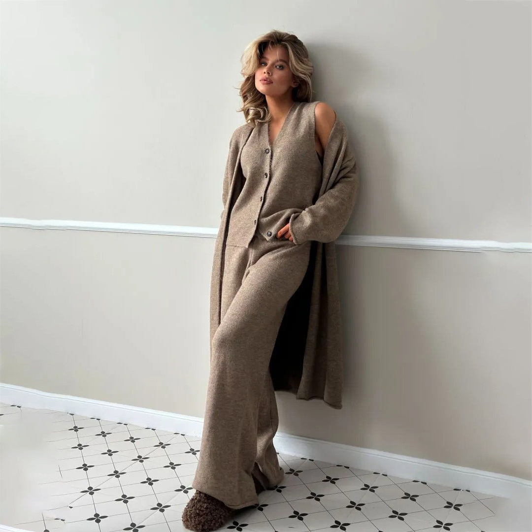 Damen Loungewear-Set mit beeindruckendem Cardigan und weitem Hosenstil Drune
