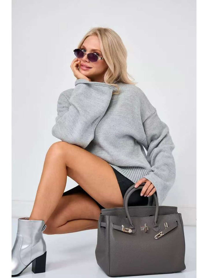 Damen oversized Strickpullover mit weitem Schnitt und besonderen Ärmeln Drune