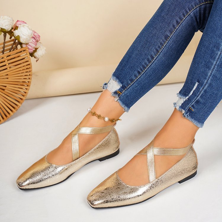 Damen Elegante und bequeme Ballerinas mit überkreuzten Riemen Drune