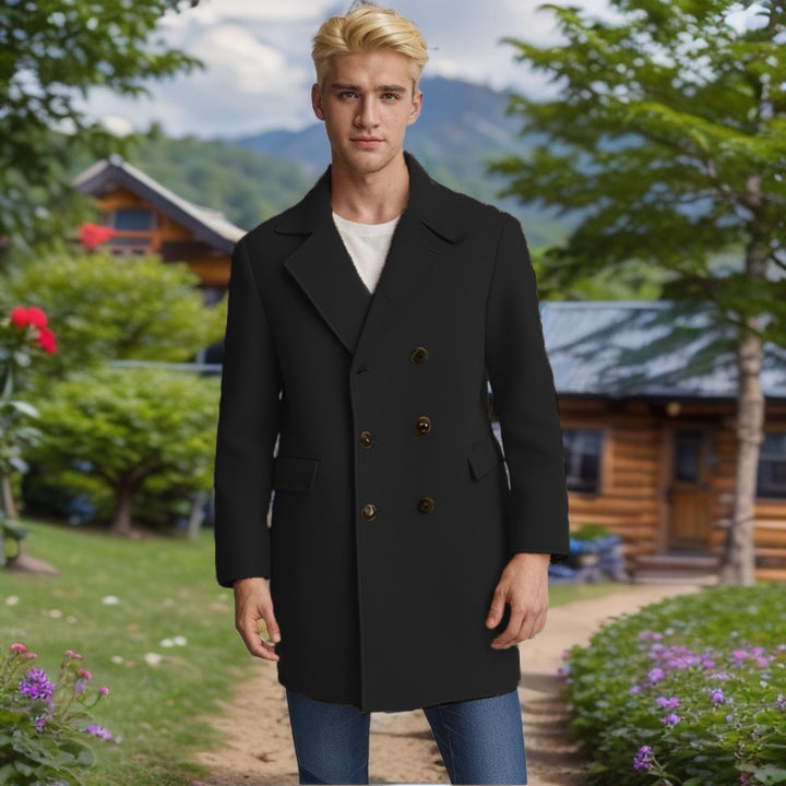 Herren eleganter Doppelreiher-Mantel aus weichem Material Drune