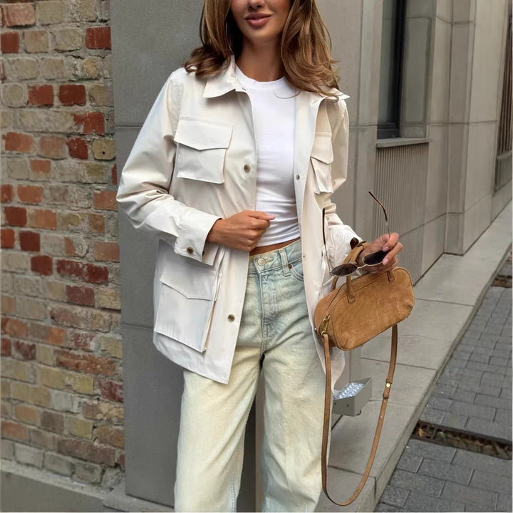 Damen lässige Utility-Weste mit praktischen Taschen und verstellbarem Kordelzug Drune