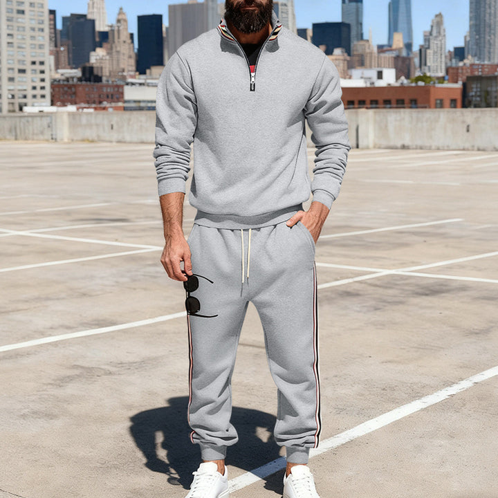 Herren nan stylisches Jogginganzug-Set mit Halbzip, gestreiften Seitenstreifen und konischer Joggerhose Drune