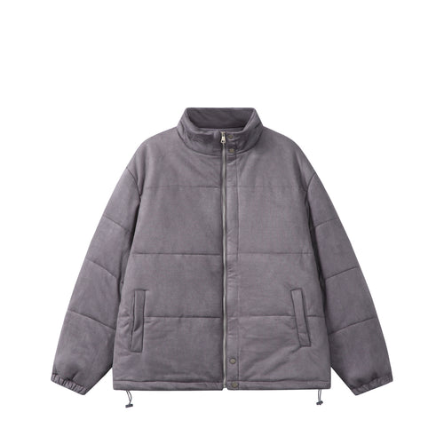 Unisex Boxy‑Steppjacke im Samtfinish mit hohem Funnelkragen und verstellbarem Saum Drune