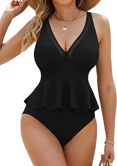 Damen Fließender Peplum-Badeanzug Drune