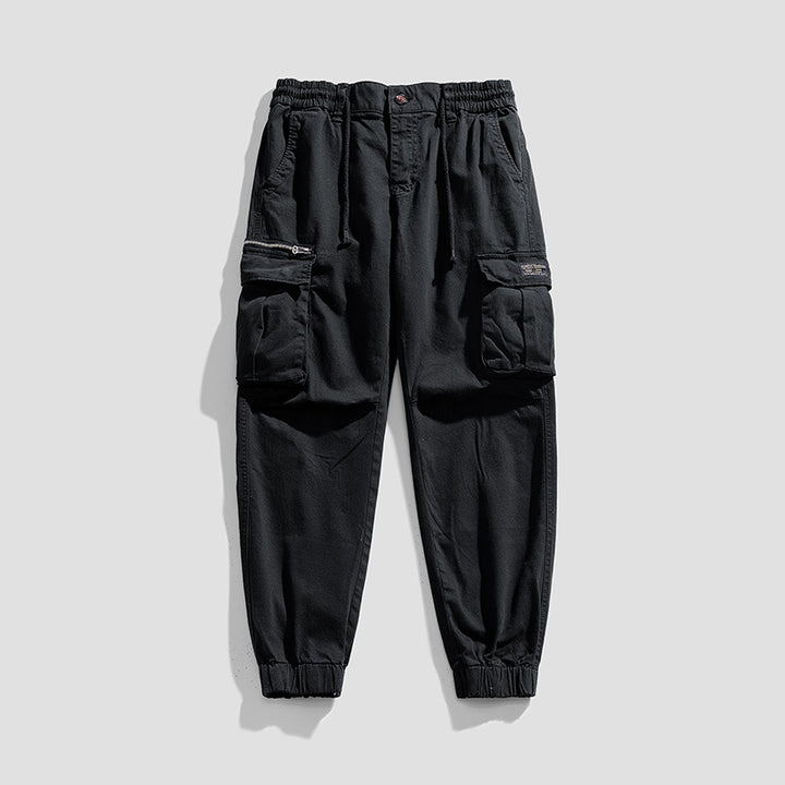 Herren Cargo-Joggerhose aus Baumwollmix mit Elastischem Tunnelzugbund und Multifach‑Taschen Drune