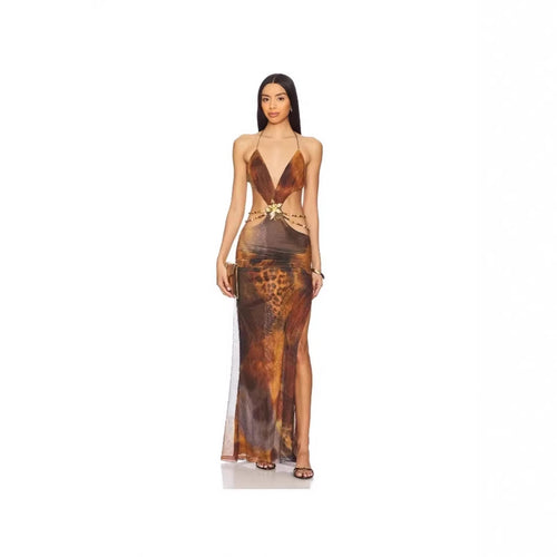 Damen Maxi-Kleid mit verführerischem tiefem Ausschnitt und elegantem Schnitt Drune