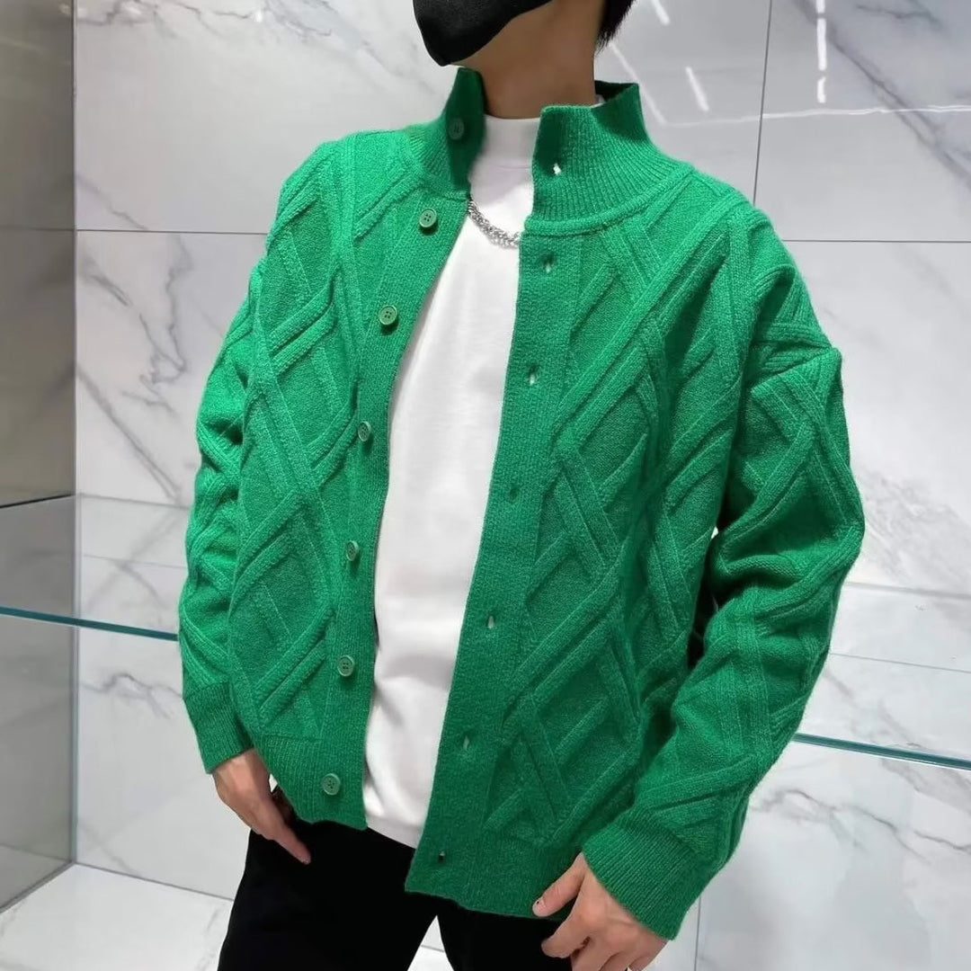 Herren Modische Strickjacke mit einem eleganten Zopfmuster Drune