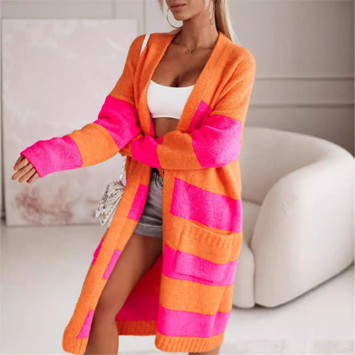 Drune | Damen Stilvolle Strickjacke Mit Dicke Streifen