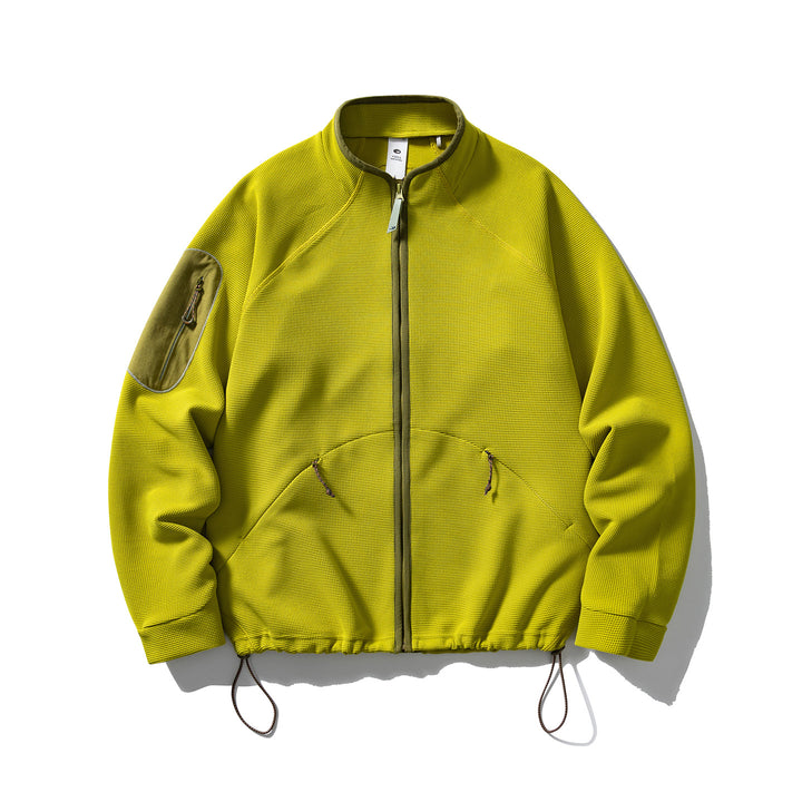 Unisex Struktur-Fleecejacke mit Reißverschluss, Ärmeltasche und Kordelzug Drune