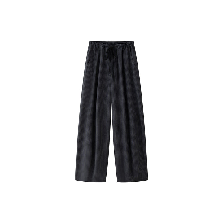 Damen Weite High‑Waist Palazzohose aus leichtem Baumwollmix mit verstellbarem Saumdetail Drune