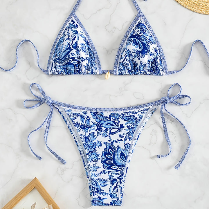 Damen Triangel-Bikini mit floralen Mustern Drune