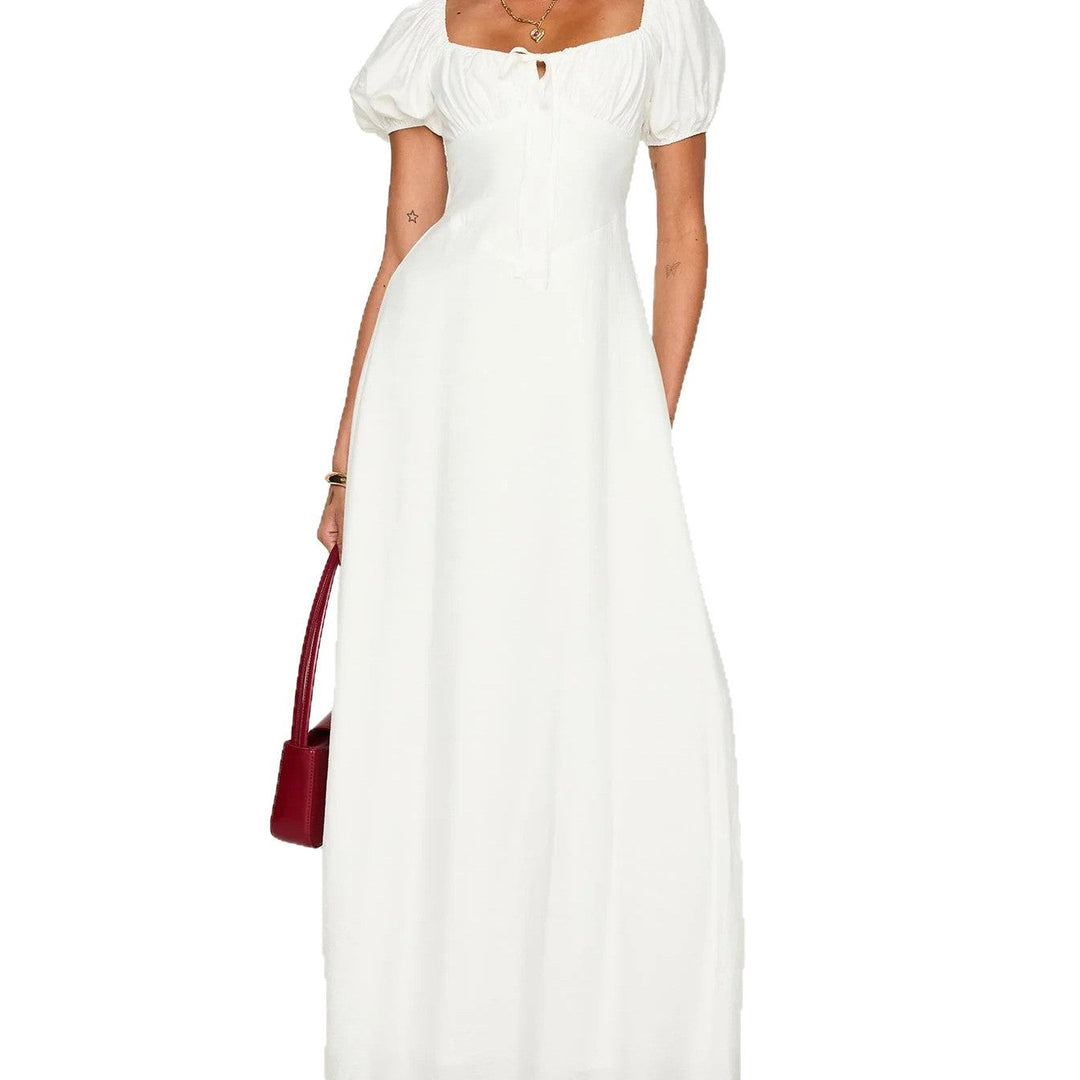 Damen Maxikleid mit Puffärmeln und elegantem Ausschnitt Drune