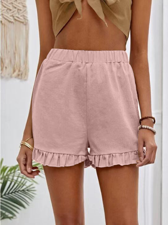 Damen Shorts mit Rüschendetails und Elastischem Bund Drune