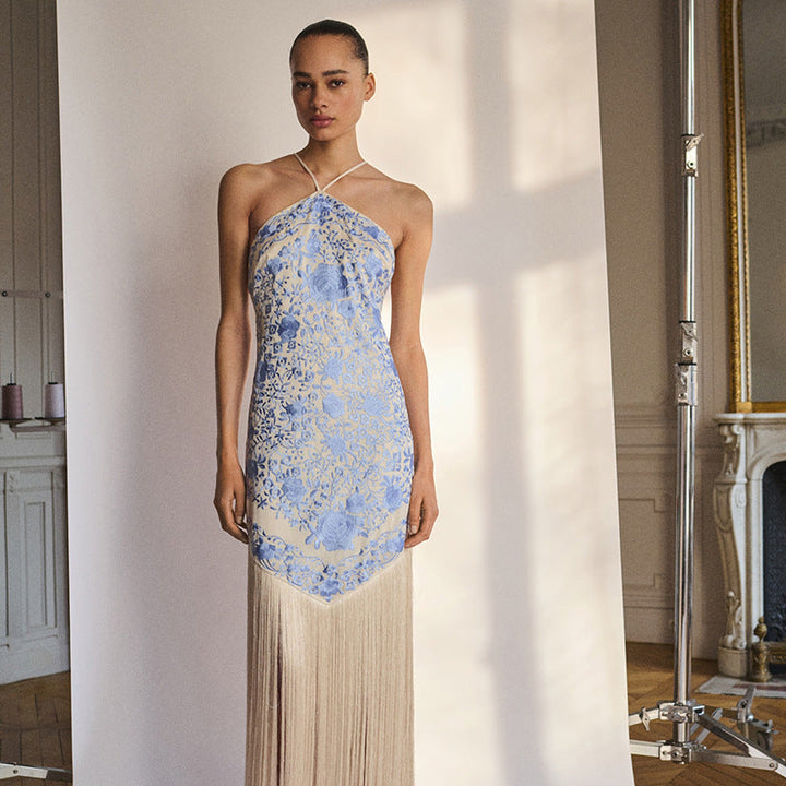 Damen Maxikleid mit elegantem Fransen-Design Drune