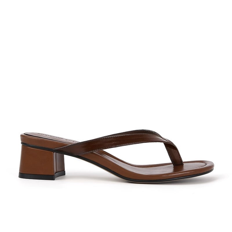 Damen Elegante Blockabsatz Flip-Flops Drune
