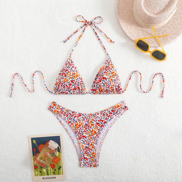 Damen Bikini mit floralem Muster und verstellbarem Halfter Drune