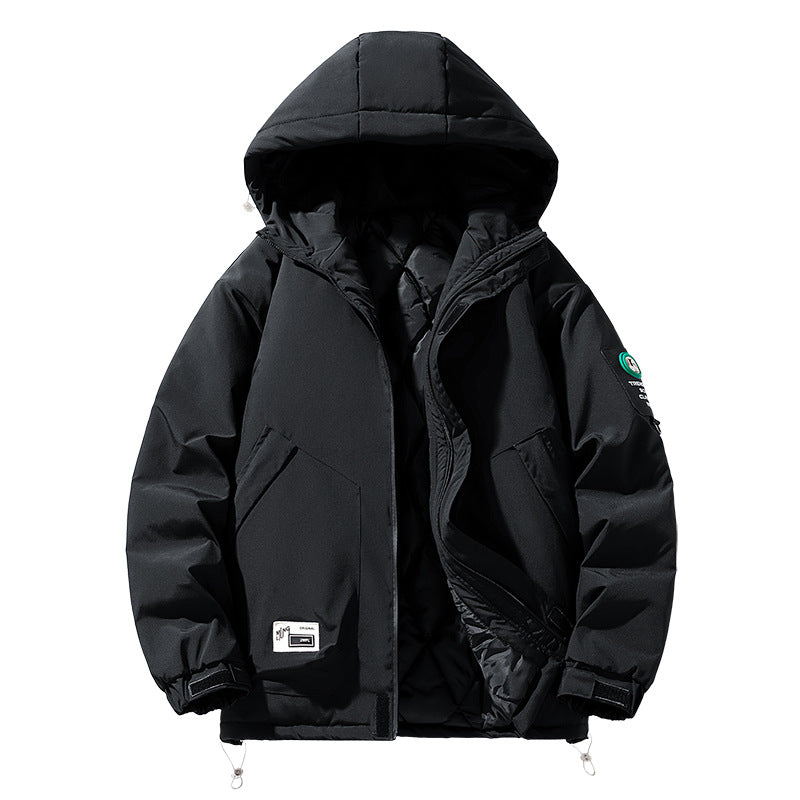Herren Oversize-Utility-Kapuzenjacke mit verstellbarem Saum, verdecktem Reißverschluss und Multifunktions-Taschen Drune