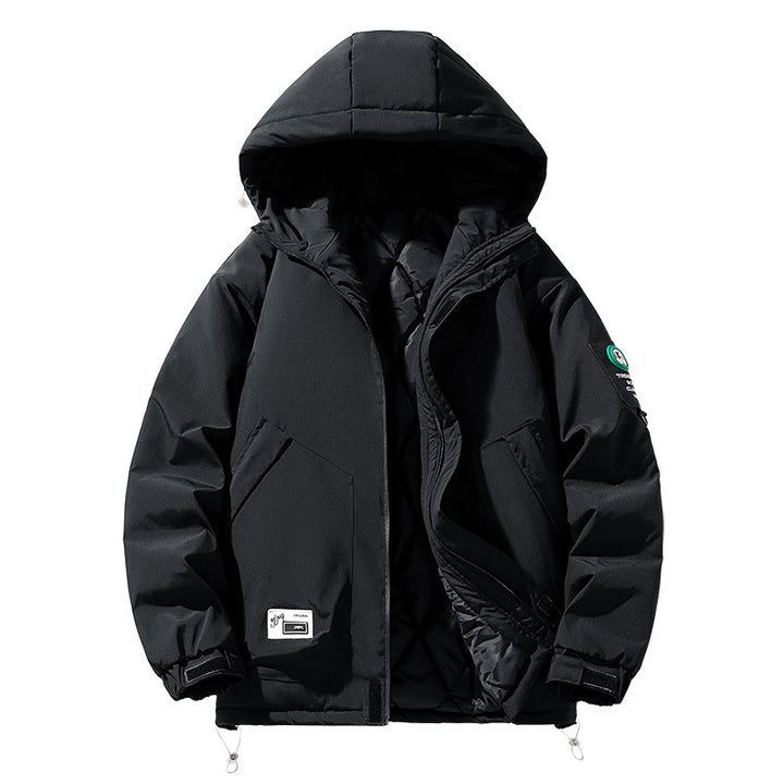 Herren Oversize-Utility-Kapuzenjacke mit verstellbarem Saum, verdecktem Reißverschluss und Multifunktions-Taschen Drune