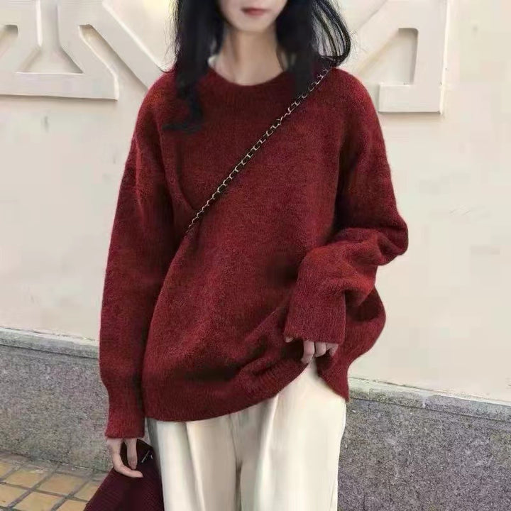Damen Oversized Strickpullover mit Rippdetails Drune