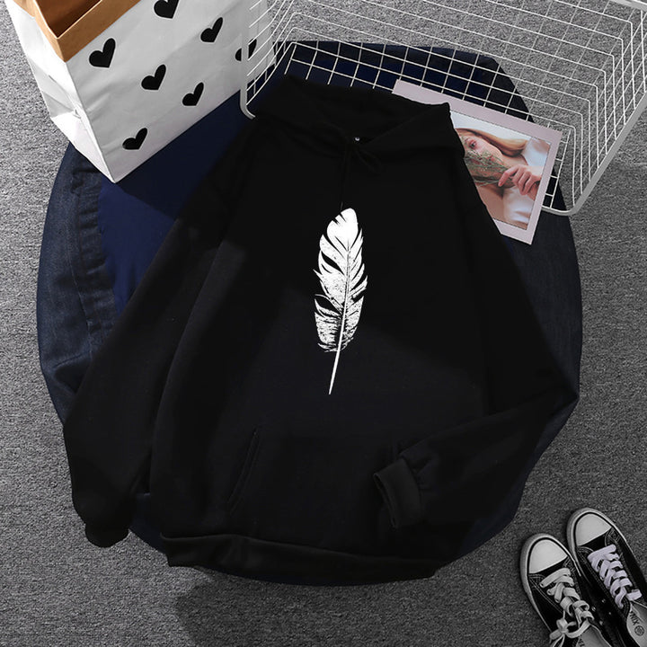 Damen nan Kapuzenpullover mit Fingerherz-Print, Oversize-Schnitt und Kängurutasche Drune