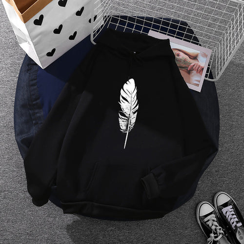 Damen nan Kapuzenpullover mit Fingerherz-Print, Oversize-Schnitt und Kängurutasche Drune