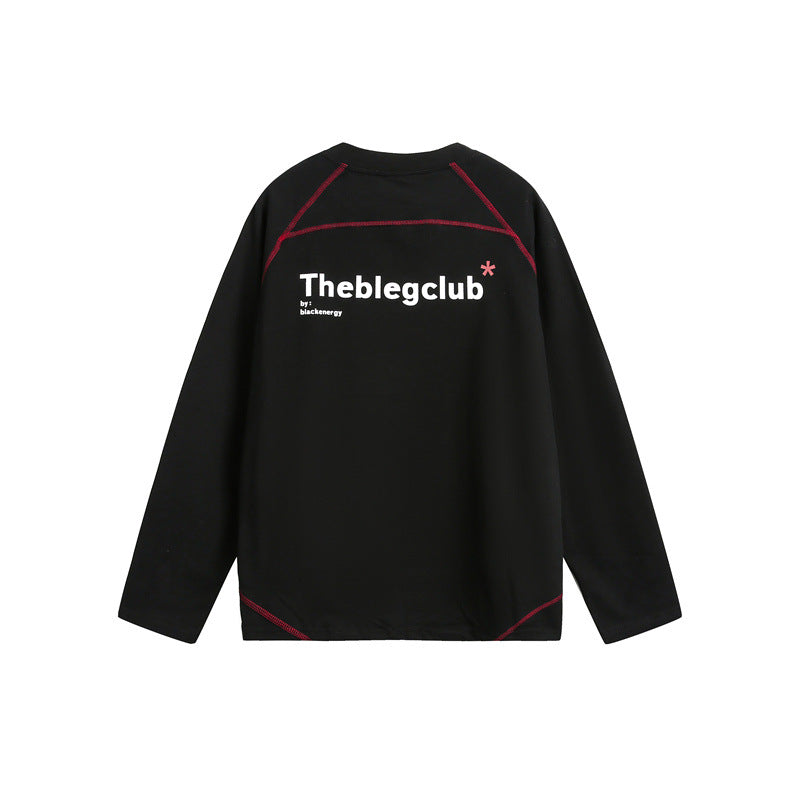 Unisex Relaxed‑Fit Langarmshirt mit Rundhalsausschnitt, kontrastierenden Flatlocknähten und weichem Loopback-Finish Drune
